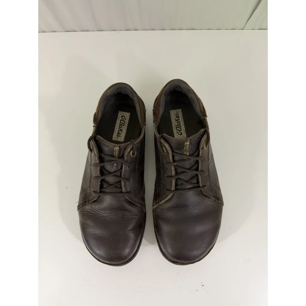 OluKai Hano Men’s Brown Leather Shoes Oxford Lace-Up Sneaker Casual Size 9 EU 42